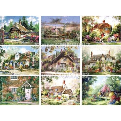 Full Square Diamond Painting 5D House Scenery Diamond Art Embroidery Cross Stitch Home Decoration Christmas gift TT1342