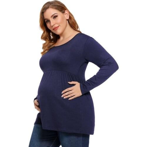 Maternity Long Sleeve Loose Shirts Tops Hem Pregnant Blouse Mother Nursing Babies Ladies Casual Clothes for Women Home Pregnancy