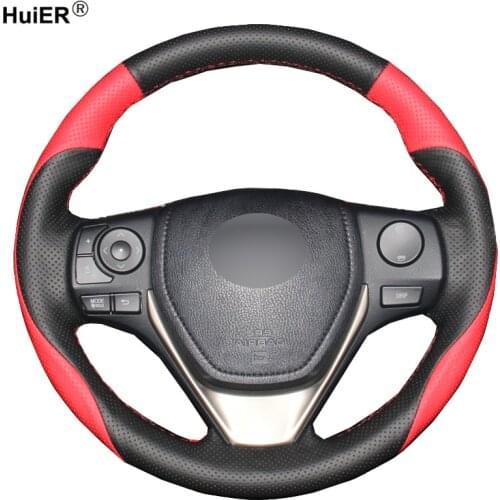 DIY Hand Sewing Car Steering Wheel Cover Cow Leather For Toyota RAV4 2013-2018 Corolla 2014-2019 Corolla iM (US) 2017-2018 Auris