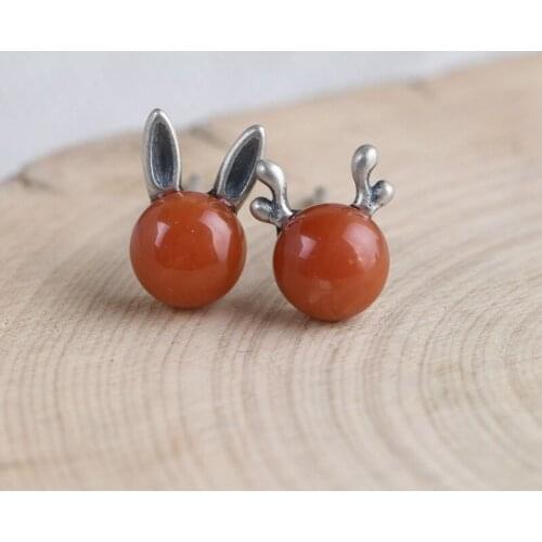 Earrings 2020 Trend Stud Earrings Women Earrings Red Agate Deer Earrings Wedding Jewelry for Girls Women Jewelry Punk Earrings