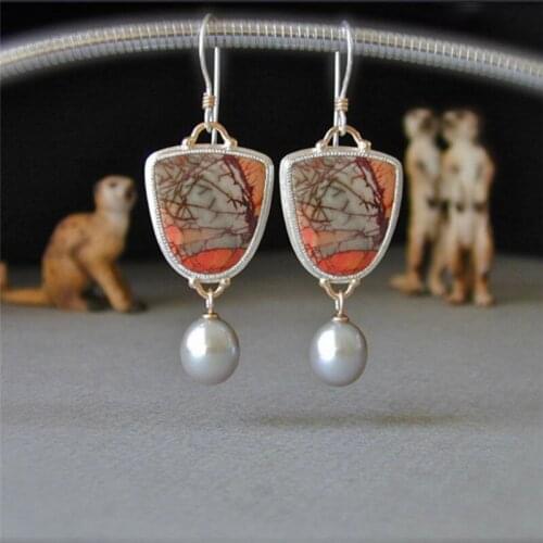 Delicate Colorful Resin Stone Drop Earrings For Women Chic Jewelry Simulated Pearl Brincos Wedding Gift Earring Pendientes Mujer