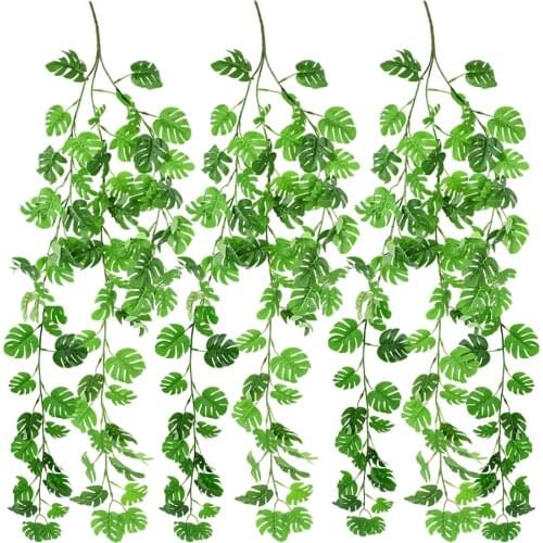 83cm Silk Artificial Plant Garland Green Palm Leaves Ivy Vine Plant Leaf String Wedding Arch Home Cabinet Hanging Flower Garland