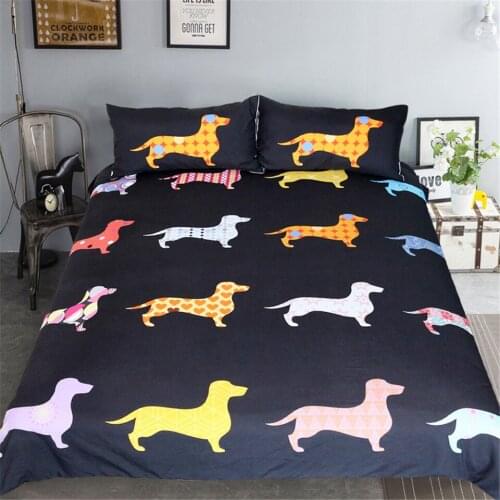 Cute Color Dachshund Dog Bedding Set Cartoon Animal 3D Digital Printed Home Textile Single And Double Queen Full Size