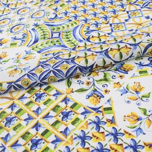 Blue And White Porcelain Reactive Dyes Pure Cotton Fabric For Dress Tissus Au MÈTre Telas Por Metro Tissu Vestidos Sewing Tela