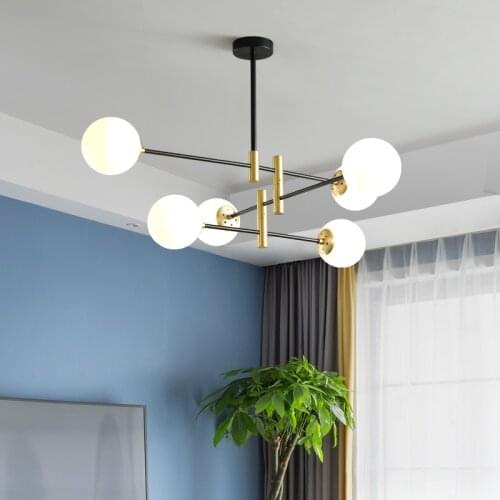 Modern Glass Chandeliers for Dinning Room Living Room Bedroom Golden/Black Lamps Clothing Store Hanging Lights Restaurant Light
