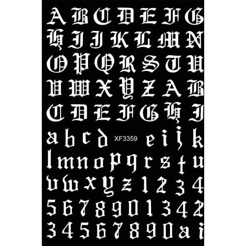 12 Styles Glow in the dark Old English Letters Nail Decals/Stickers holographic butterfly Nail Decals/Stickers Rainbow lines