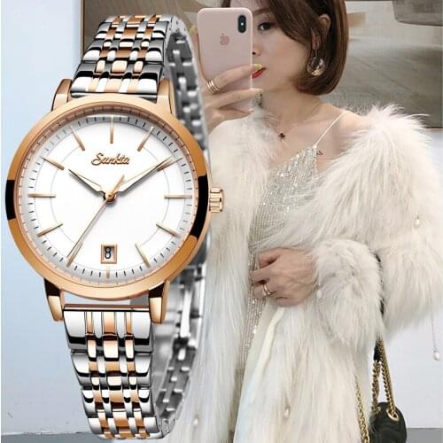 SUNKTA 2020 NEW Rose Gold Watch Women Watches Stainless Steel Ladies Womens Watch Women 2020 Luxury Fashion Relogio Feminino