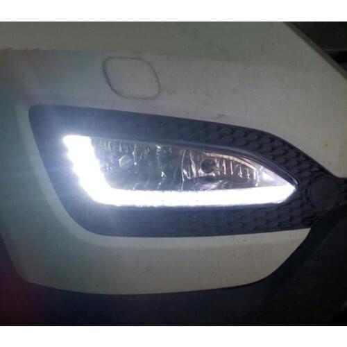 LED Daytime Running Light Daylights Car DRL For Hyundai Santa Fe IX45 2013 2014 2015 Brightness Headlight Auto Turn Signal Bulb