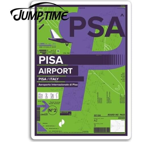 Jump Time for PSA Pisa Airport Vinyl Stickers Italy Travel Sticker Luggage Truck Window Bumper Decal Waterproof Accessories