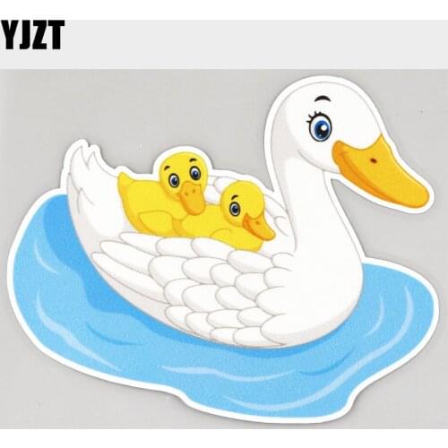 YJZT 14.5CM×11.5CM Cute Duck Happy Family Fashion PVC Car Sticker Decal 11C-0353