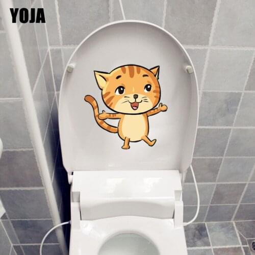 YOJA 24.1*24.6CM Creative Cat BedRoom Home Wall Decor Toilet Sticker Decal T3-0482