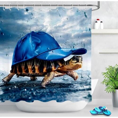 Funny 3D Cute Turtle Shower Curtains Mildewproof Waterproof Creative Animal Turtle Fabric Polyester Bathroom Curtain Home Decor