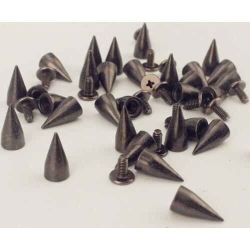 50pcs 7*14mm Gun-Black Zinc Alloy Rivet Punk Rock Bullet Spikes And Studs Cone For Clothes DIY Garment Rivets For Leather Craft