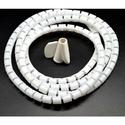 1M White Wire Storage Tube Clips Cable Sleeve Organizer Pipe Wrap Cord Protector Flexible Spiral Management Device
