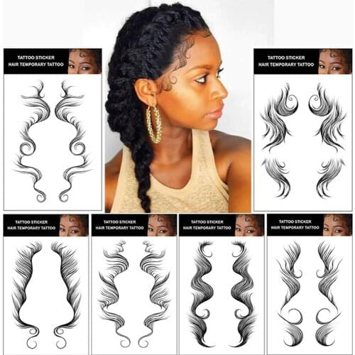 1pcs Bangs Tattoo Stickers European and American Net Red Hairline Tattoo Stickers Baby Hair Edge Tattoo