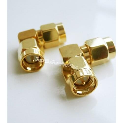 10Piece SMA Male To Male Right Angle 90-Degree Adapter Gold Plated Connector