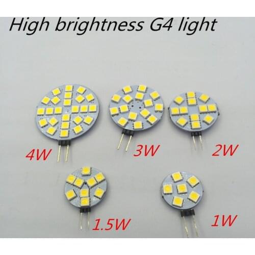 10pcs High brightness G4 12v 5050 SMD 1W 2W 3W 4W LED Car Boat Light Pure / Warm White Bulb Lamp