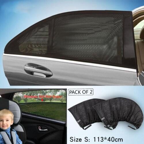 2PCS Car Rear Side Window Sun Visor Shade Mesh Cover Shield Sunshade UV Protector Mesh Cloth Sunscreen Parasol Auto Accessories