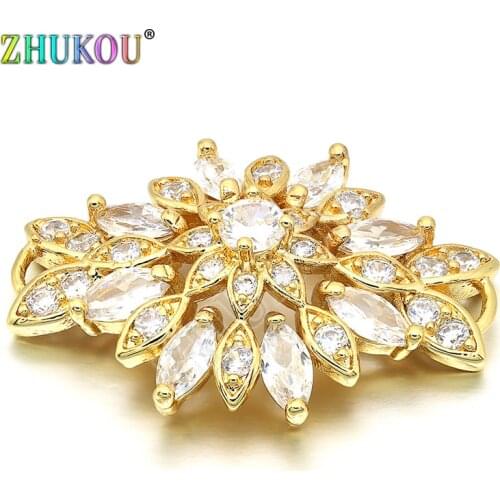 21*29mm High Quality Cubic Zirconia CZ Flower Pendants Connector, Mixed Color, Hole: 1.5mm, Model: VS188