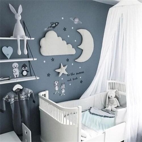 3pcs/set Nordic Style 3D Moon Cloud Star Wall Stickers Baby Room Decoration Kids Play Tent Hanging Ornament Photography props