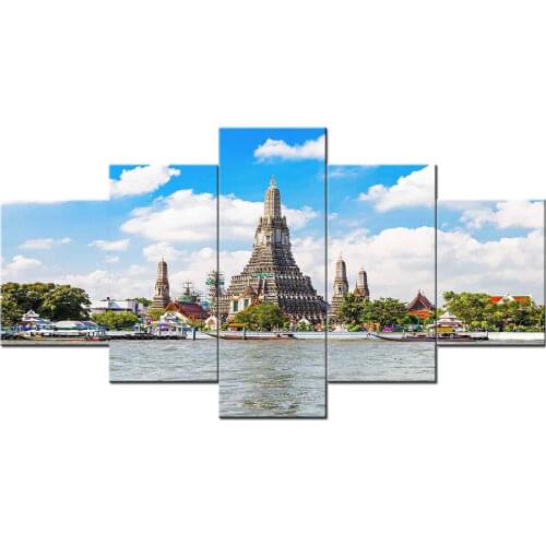 5 Panel Landscape Painting City View Picture Decoration Home Wall Art Posters And Prints Picture Giclee Artwork