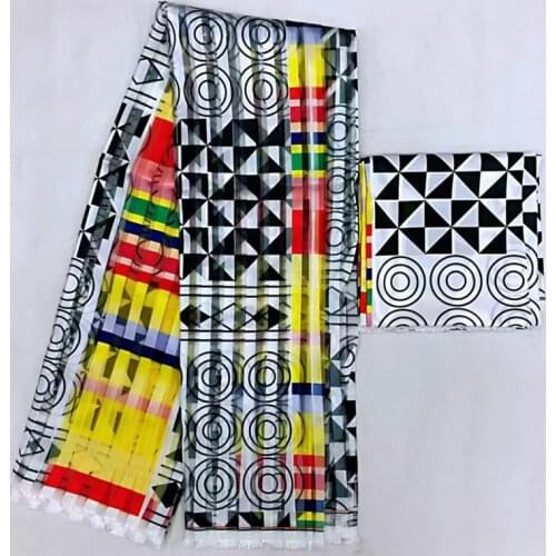 African fabric pure silk fabric organza fabric abkara african wax print fabric 2+4yards organza ribbon silk for dress MM-B3