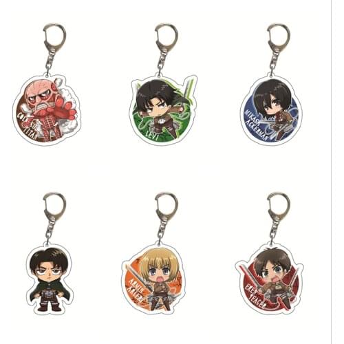 Japan Anime Attack on Titan Keychain Cartoon Figure Acrylic Pendant Keyring Fan Collection Gift