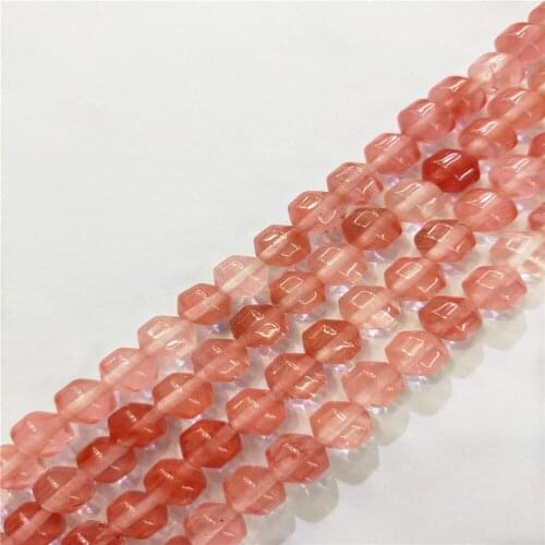 1 Strand 50Pcs 8x8mm Red Cherry Quartz Bicone Loose Beads For DIY Jewelry Necklace Making Accessories 15.5Inch