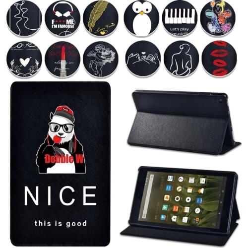 For Amazon Fire HD 8/HD 8 Plus/Fire 7/HD 10 Tablet Case Pu Leather Drop Resistance Cover Case + Free Stylus