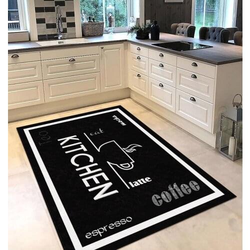 Black white patterned kitchen rug modern carpet rug personalized gift free shipping kitchen utensils black runner