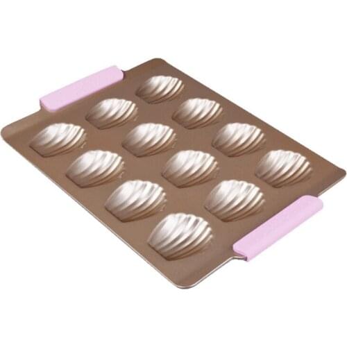 12 Cavity Shell Shape Cupcake Baking Pan Cookies Muffin Tray Mold Silicone Carbon Steel Non Stick Bakeware