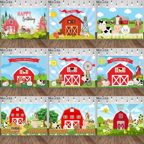 Mocsicka Farm Animals Birthday Background Child Portrait Photo Custom Content Party Decoration Props Backdrop For Photography