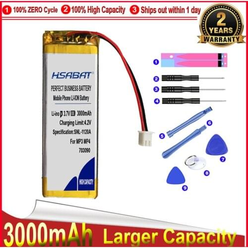 HSABAT 0 Cycle 3000mAh 702890 703090 Battery for high quality lithium polymer li-ion rechargeable battery lipo Accumulator