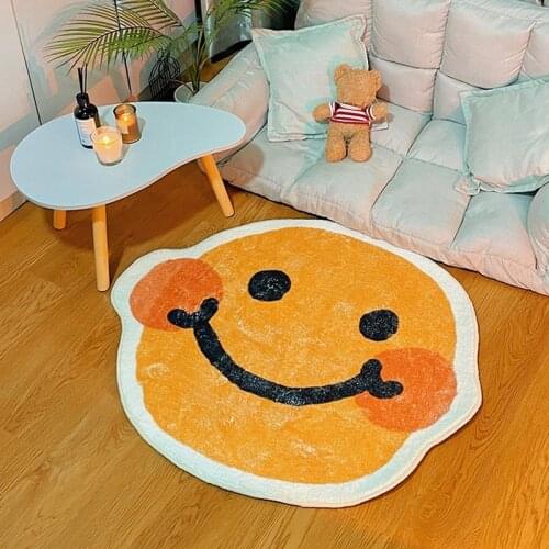 Ins Carpet Cartoon Smile Face Living Room Area Rug Bathroom Doormat Anti-slip Absorbent Floor Mats Bedroom Decorative Carpets
