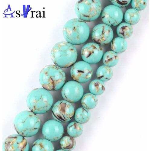 4mm-12mm Natural Dark Green Shell Howlite Turquoises Stone Round Beads For Needlework Jewelry Making diy Bracelets Accessories