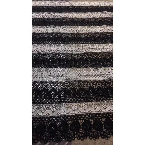 LACE Pure White African Cord Lace Fabric With Stones Eyelet Holes Guipure Cord Water Soluble Lace For Wedding Dress Sew