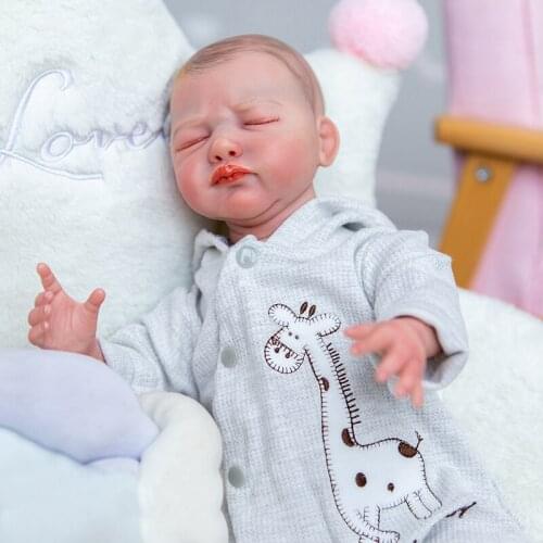 43cm Sleeping Reborn Baby Doll Hand-drawing Hair Kids Toys for Birthday and Christmas