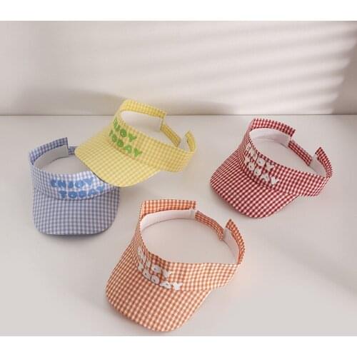 Summer Kids Empty Top Cap Grid Letter Baby Boys Girls Sun Visor Hats Adjustable Children Panama Beach Baseball Caps Snapback Hat