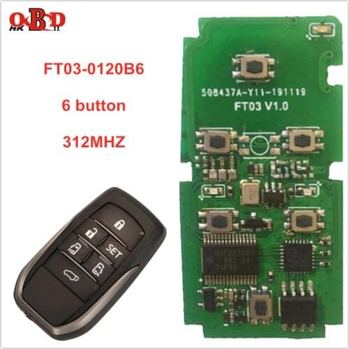 Lonsdor FT03-0120 312MHz 6 Buttons Smart Remote Car Key for Lexus/Toyota Alphard Vellfire Replacement 8A Printed Circuit Board