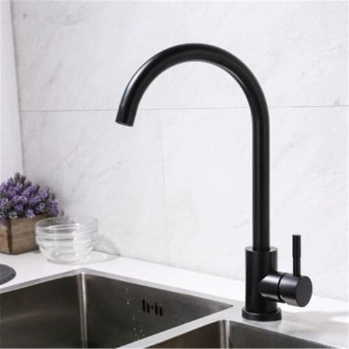 Stainless Steel Kitchen Faucet Hot and Cold Tap Swivel Spout Bibcock Water Sink Mixer Tap Bathroom Handle Faucet Black Bubbler