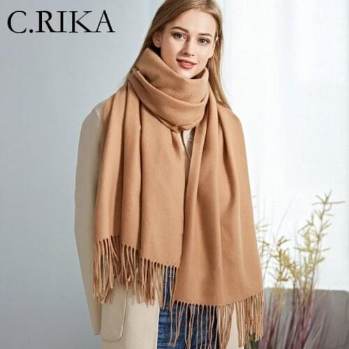 Autumn Winter Scarf Women Wool Scarves Solid Luxury Fashion Tassel Cashmere Long Shawl Ladies Girls Outdoor Thick Warm Wraps