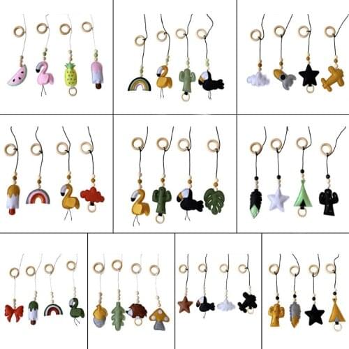 4Pcs/set Solid Wood Fitness Rack Pendant Children Room Decoration Baby Gym Toy Hanging Ornaments