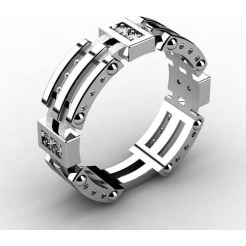 Modyle Luxury Silver Color Hollow Men Punk Wedding Engagement Ring Jewelry Dropshipping