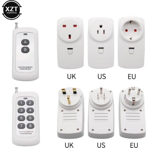 433MHz Smart Home Plug Wireless Power Outlets Light Switch Socket US EU UK Electrical Smart 16A Plug with Remote Control