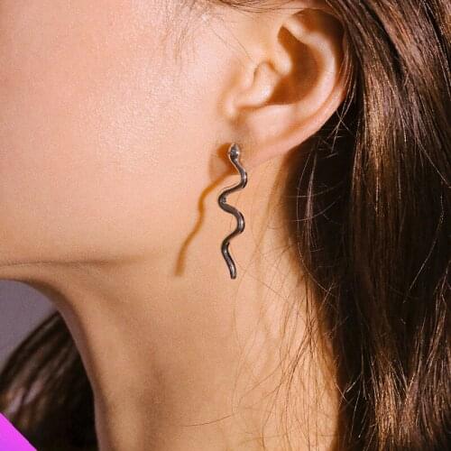 Snake shaped earrings fashion punk retro girl lady jewelry 2021