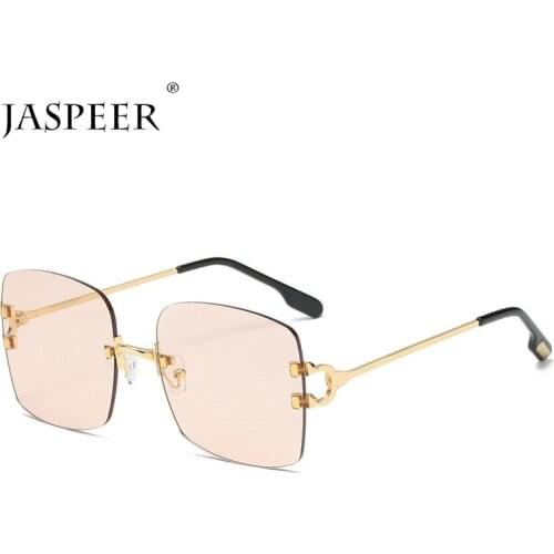 JASPEER Retro Square Sunglasses Women Men Vintage Rimless Sun Glasses UV400 Shades Female Frameless Eyewear for Women