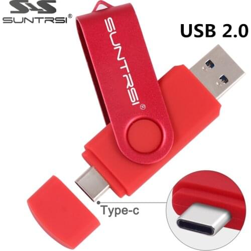 SunTrsi 2.0 USB Flash Drive Type C Pen Drive 256GB 128GB 64GB 32GB 16GB USB Stick 2.0 Pendrive for Type-C Device