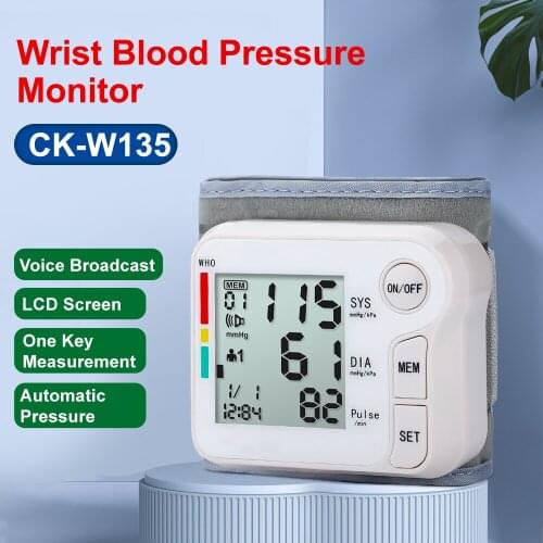 Automatic Digital Display Wrist Blood Pressure Monitor sphygmomanometer Tensiometer Tonometer Heart Rate Pulse Meter BP Monitor