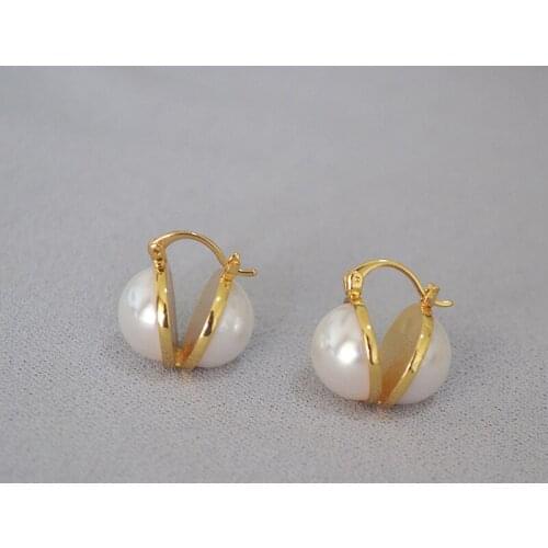 South Korea half pearl brass earring earrings temperament simple woman