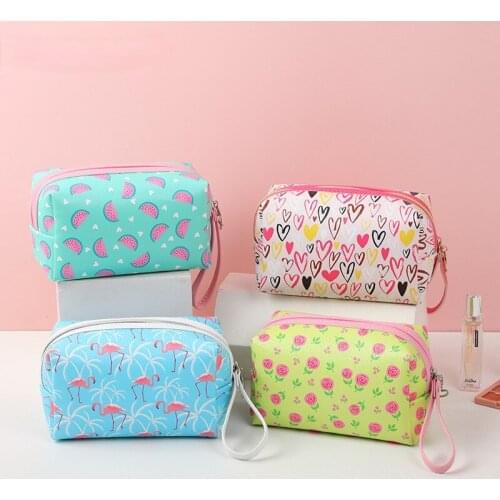 PURDORED 1 Pc Cute Women Cosmetic Bag PU Leather Girl Makeup Bag Female Beauty Case Travel Portable Toiletry Makeup Case Bag